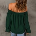 thumbnail image 4 of Womens Spring Summer Off The Shoulder Tops Summer Long Sleeve Strapless Blouses T-Shirt Casual Loose Tunics Shirts, 4 of 7