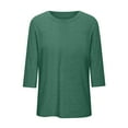 thumbnail image 4 of ABATAB Womens Tops 3/4 Sleeve Solid Color Shirts Fall Clothes Business Work Casual Dressy Tees Loose Fit Basic Ladies Blouses(XX-Large,Green), 4 of 4
