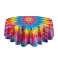 thumbnail image 5 of Colorful Tie Dye Mandala Pattern Round Tablecloth 60"x60",Wrinkle Wipeable Table Cloth for Kitchen Dining Room Picnic Patio Party, 5 of 6