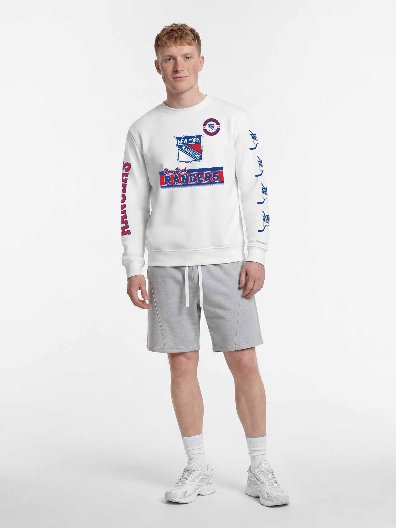 New York Rangers Reebok Mens White Crew Sweatshirt