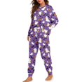 thumbnail image 2 of SCRAWLGOD Halloween Women’s Pajamas Set Soft 2 piece Loungewear Long Sleeve & Long Pants Pj Set with Pockets for Women Casual Sleepwear with Pockets, Ghost Pumpkin Bat Broomstick Violet, XXL, 2 of 7