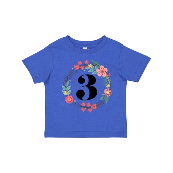 Inktastic 3rd Birthday Floral Wreath 3 Year Old Girl Girls Toddler T-Shirt