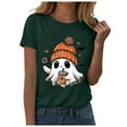 thumbnail image 5 of enyan Ghost Shirts for Women Halloween Graphic Tee for Women Short Sleeve Casual T-Shirt Ladies October Top Comfortable Printed Shirt Fall Fashion Dark Green,S, 5 of 6