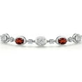 thumbnail image 3 of Gem Stone King 925 Sterling Silver White Lab Grown Diamond and Red Garnet Bracelet for Women | 4.10 Cttw | Gemstone April Birthstone | Oval 7X5MM | Fully Adjustable 9 inch, 3 of 6