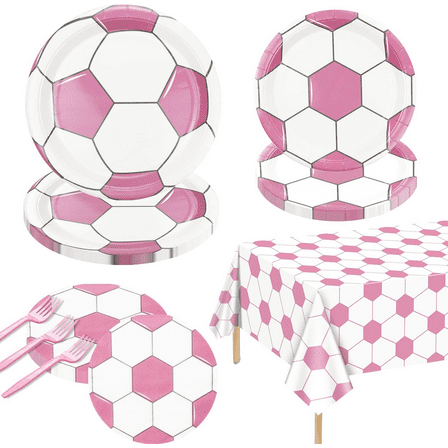 Soccer Party Decorations - 81 Pcs Party Supplies Including Soccer Plates, Napkins, Tablecloth for Kids Fan Sports Event Game Day Party Supplies, Serve 20