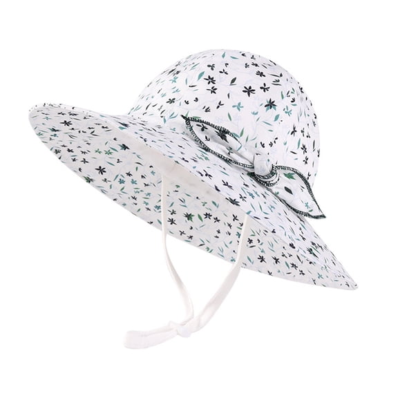TAIAOJING Baby Girl Floral Sun Hat With Sunscreen Outdoor Adjustable Toddler Beach Hat With Wide Brim Bucket Hats For Kids Relaxed Fit 6-12M