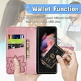 thumbnail image 2 of Dteck for Samsung Galaxy Z Fold5 Case Wallet for Women, Flip Folio Cover with Butterfly Embossed Diamond PU Leathe Stand Card Holder Protective Case with Wrist Strap,Pink, 2 of 6