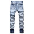 thumbnail image 3 of SBYOJLPB Men Pants Men'S High-End Stretch Nostalgic Frayed Slim-Fit Jeans, 3 of 8