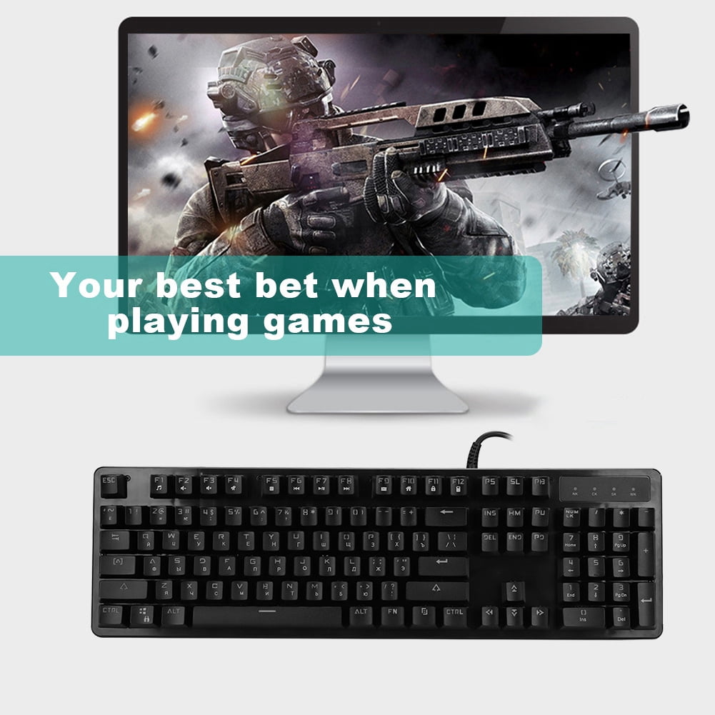 High-Sensitivity Gaming Keypad for Russians & English Users Waterproof RGB Backlit 104-Key Mechanical Keyboard