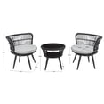 thumbnail image 3 of SAFAVIEH Kyomi Outdoor Patio 3 Piece Lounge Set, Black/Grey, 3 of 11