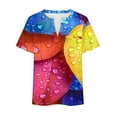 thumbnail image 4 of Women Summer Plus Size Tops Notch V Neck Tshirts Trendy Short Sleeve Tee Shirts Oversized 3D Graphic Tunic Top Colorful Nature Printed T-Shirts Loose Comfy Blouse Garments, 4 of 5