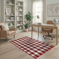 thumbnail image 2 of ODIKA Plaid Farmhouse Gingham Checkered Tartan Border Striped Front for Dorm Room, Small Living Apartment, Stain Resistant Low Profile, 2 of 7