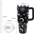 thumbnail image 3 of 40 oz Goth Moon Tumbler with Handle and Straw, Black Gothic Travel Mug Water Bottle, Stainless Steel Insulated Cup with Lid and Straw, Birthday Christmas Halloween Gifts, 3 of 6