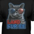 thumbnail image 3 of Teelocity Men's Funny Cat Red, White and Blue Americana Land of the Furee Black Relaxed Fit Short Sleeve Graphic T-Shirt, 3 of 3