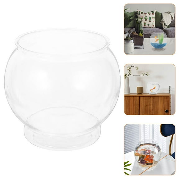 HEMOTON  Clear Plastic Aquarium Container Containers Round Aquariums