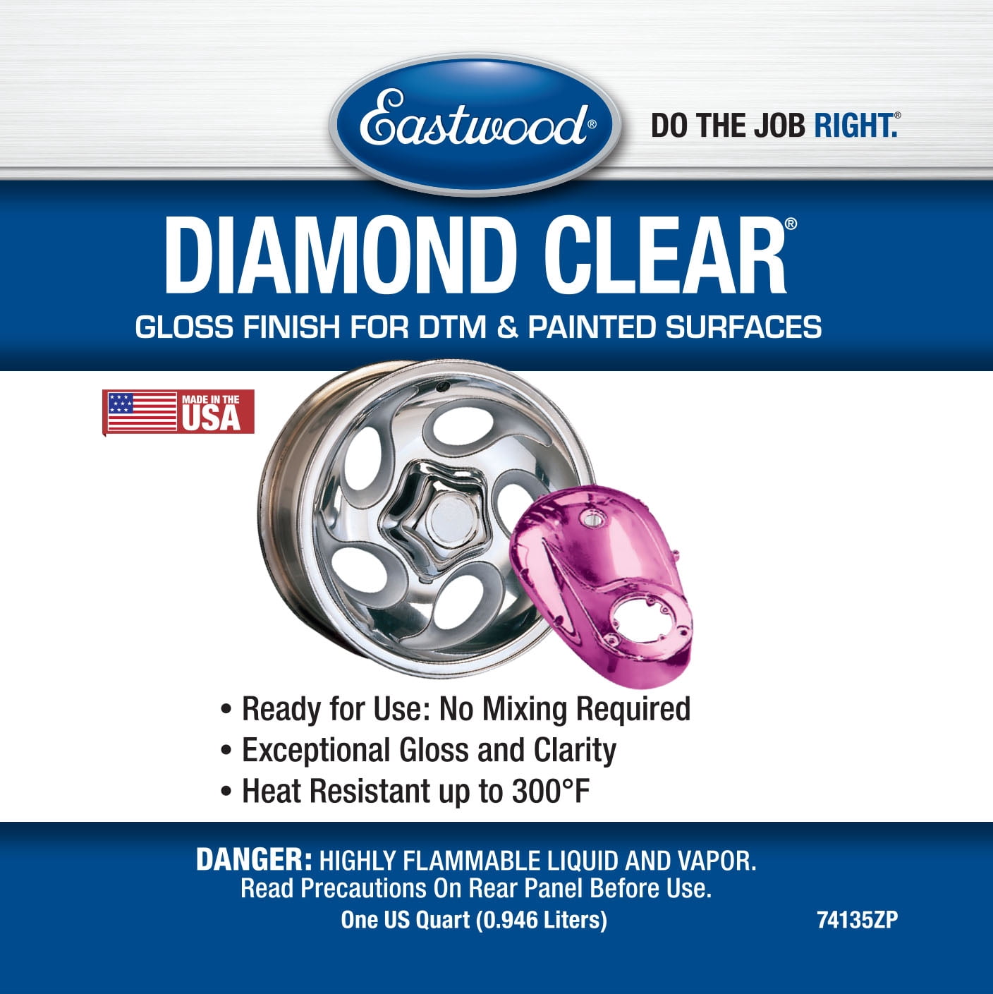 Eastwood Diamond Clear Gloss DTM Direct to Metal and Painted Surfaces Paint Quart