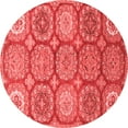 thumbnail image 1 of Ahgly Company Machine Washable Indoor Round Abstract Red Modern Area Rugs, 3' Round, 1 of 4