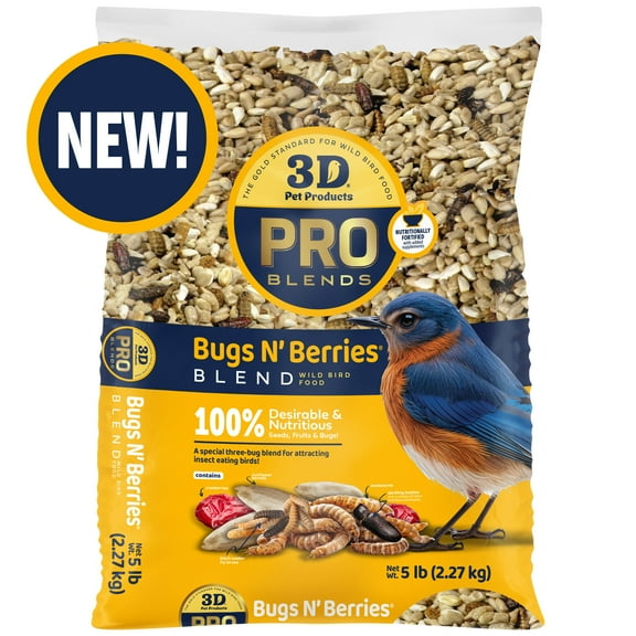 3-D Pro Blends Bugs N Berries® Wild Bird Food, Wild Bird Seed Blend, 5 Pounds