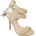 thumbnail image 2 of Wild Diva Lounge Women Stiletto Thin Skinny High Heels Lace Up Tassel Ankle Wrap Open Toe ADELE-344 Suede Natural Beige Nude 8, 2 of 6