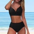 thumbnail image 5 of TOWED22 Women's High Waisted Bikini Sets Two Piece Swimsuit Tummy Control Bathing Suit V Neck Swimwear Swim Suit（Black,XXL）, 5 of 7