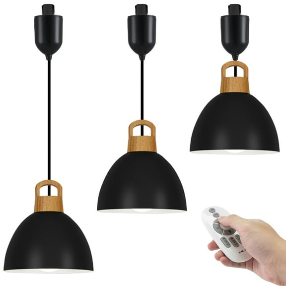 Kiven H-Type Track Lighting Adjustable Length, 3-Light Modern Halo Track Pendant Light with Iron Lampshade, H Track Light Pedant for Bedroom Kitchen Island