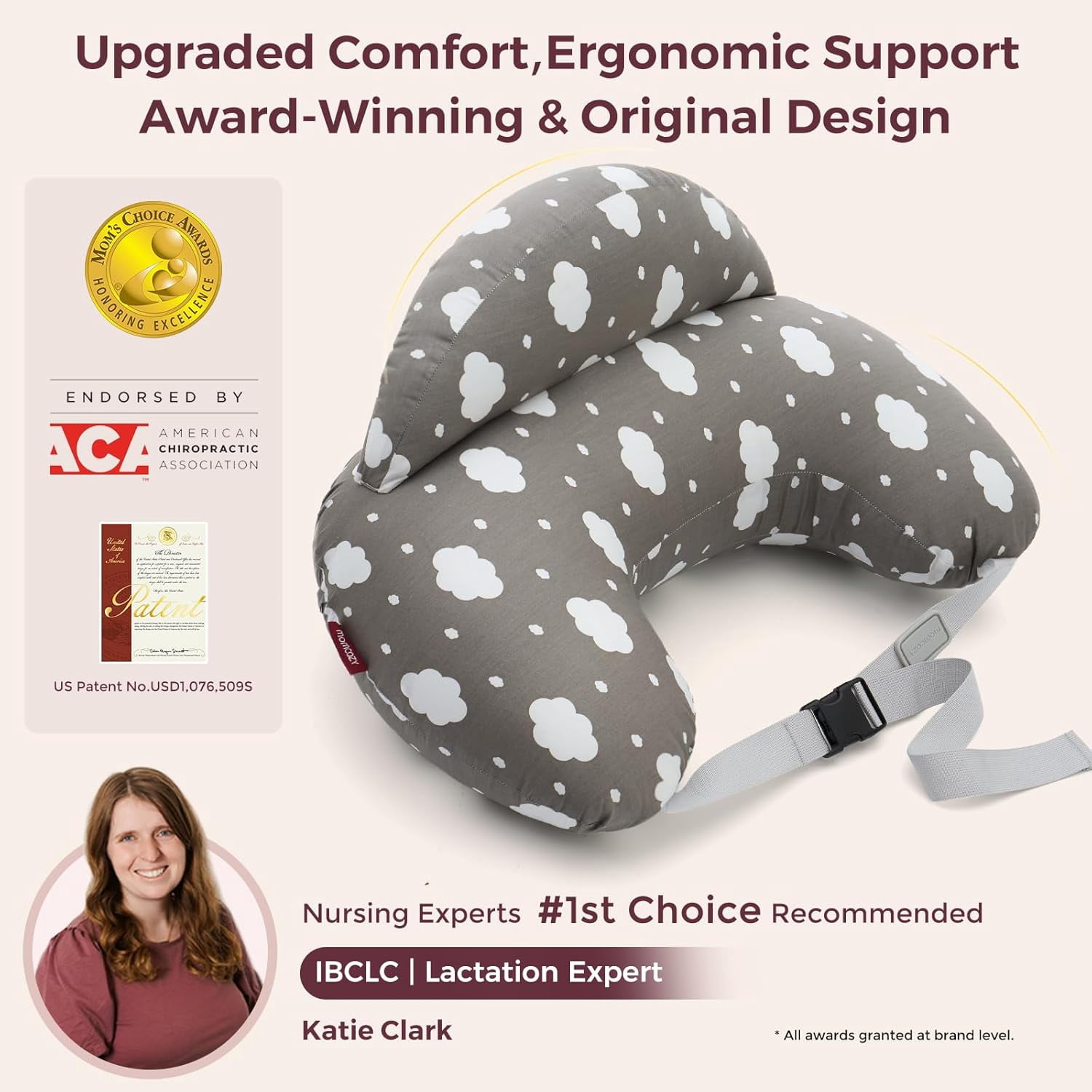 Momcozy Original Nursing Pillow for Breastfeeding, More Support for Mom, Easier Nursing & Hand Free, Removable Cotton Cover