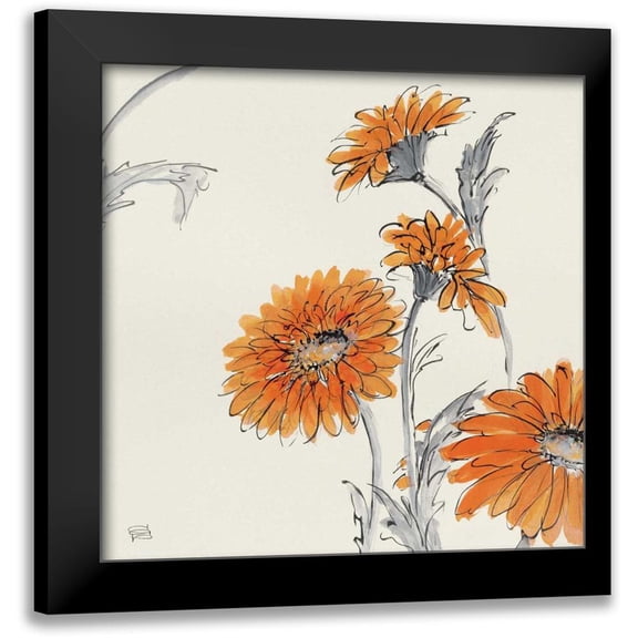Paschke, Chris 12x12 Black Modern Framed Museum Art Print Titled - Orange Gerbera I