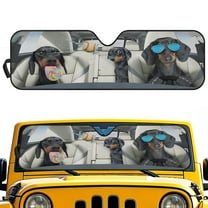 Uorisanigo Funny Dachshund Driving Windshield Sun Shade,Car Sunshade for Jeep Wrangler, Compass, Gladiator & Renegade, Sun Shade Windshield Cover for Jeep,UV Ray & Heat Block