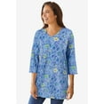 thumbnail image 3 of Woman Within Plus Size Perfect Printed Three-Quarter-Sleeve V-Neck Tunic, 3 of 6