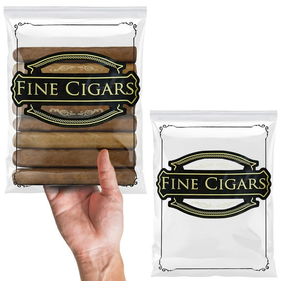 Pack of 1000 Zipper Cigar Bags 8 x 10. Seal Top Clear Plastic Bags 8x10. Low Density Polyethylene Bags with 2 Mil Thick. Pre-Printed Bags for Storing and Transporting Cigars and Tobacco
