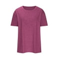 thumbnail image 3 of AherBiu Womens Tops Basic Solid Color Casual Crewneck Short Sleeve Loose Fitting Comfy Tops Tees Shirts, 3 of 4