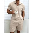 thumbnail image 5 of Men 2 Piece Outfits Casual Top and Pants Sets Khaki S, 5 of 10