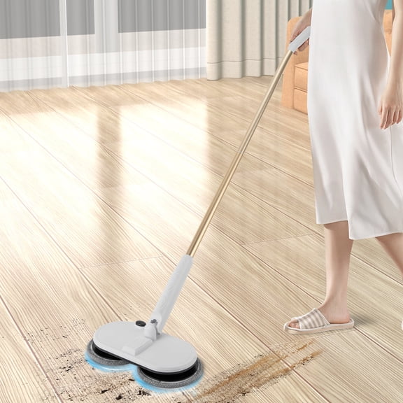 Cordless Electric Spin Mop – 150RPM Dual Spinning Floor Scrubber with 60-Min Runtime, Telescopic Handle, Foot Switch, 4 Washable Pads – For Hardwood, Tile, Laminate – Lightweight 2.3 lbs
