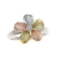 thumbnail image 2 of 925 sterling silver Hawaiian yellow pink rose gold rhodium tricolor plated 15mm single plumeria flower cz ring size 4.5, 2 of 4
