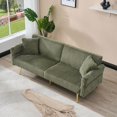 thumbnail image 5 of 79" Corduroy Sofa Bed, Foldable Double Sofa Bed with Folding Armrests, Convertible Couch for Living Room & Small Spaces, Green, 5 of 15
