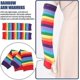 thumbnail image 5 of Calentadores de piernas, guantes para mujer, calentadores de brazos con tiras de arcoíris, medias para piernas, calcetines altos hasta el muslo de colores, conjunto de guantes sin dedos y mangas, 5 of 5