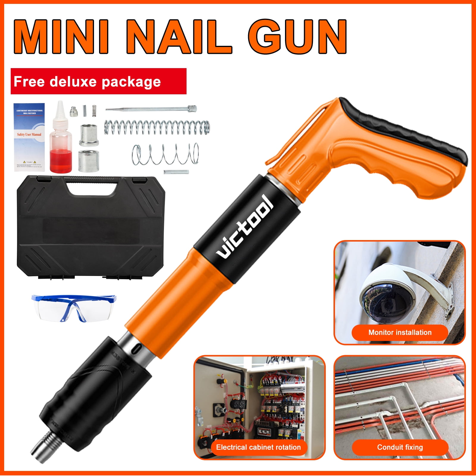 Victool Mini Manual Nail Gun Steel Rivet Tool Concrete Wall Anchor Line Slotting Device Fastening Tool