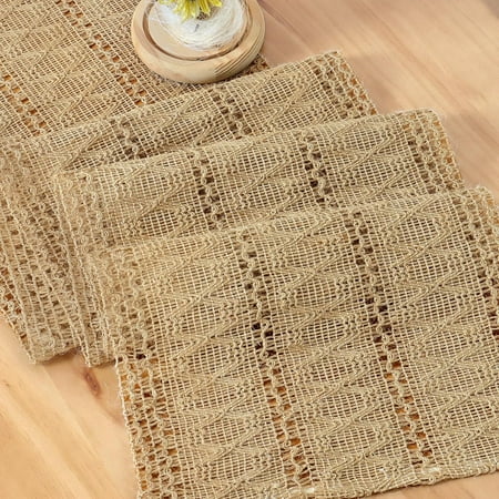 

LanJun Boho Table Runner Macrame Burlap Brown Table Runner Farmhouse Rustic Woven Natural Jute Table Runners for Kitchen Dining Coffee Bridal Shower Home Decor(12x36in)