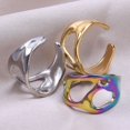 thumbnail image 4 of 1Pc Stainless Steel Women Personality Textured Chunky Open Rings Punk Hammered Irregular Lava Wedding Party Men Anillos Jewelry, 4 of 5