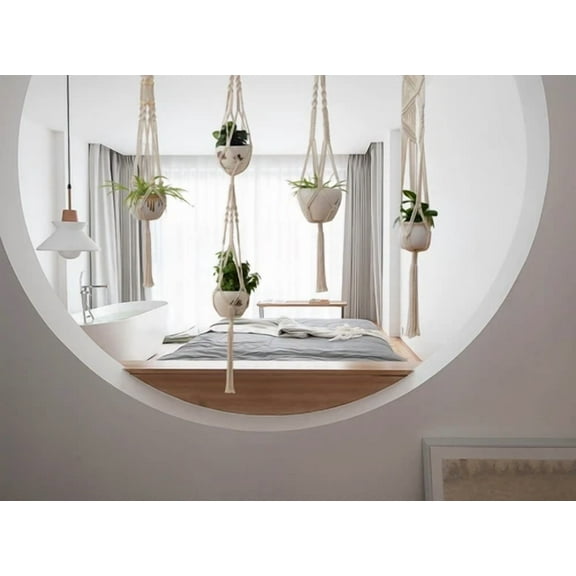 5 Piece Set Macrame Plant Hangers Macrame Plant Hanger With Hooks