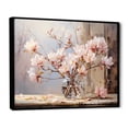 thumbnail image 2 of Designart "Pink Beige Magnolias love expression" Floral Floater Framed Canvas Art Print, 2 of 7