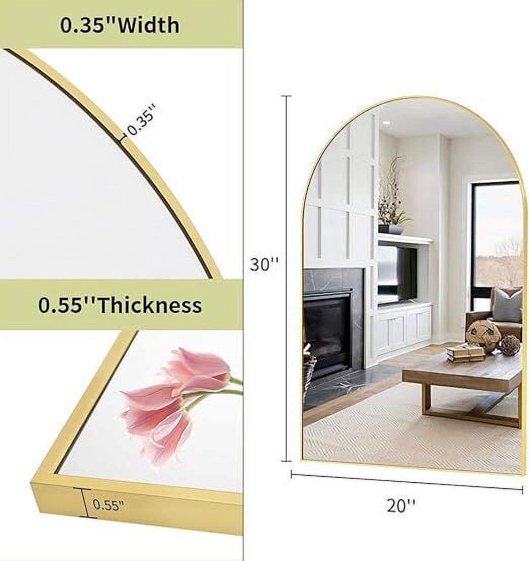 Anyrose 30" x 20" Gold Arched Bathroom Vanity Wall Mirror