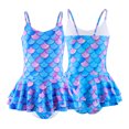thumbnail image 4 of LYMAYTER Kids Toddler Girls One Piece Swimsuits with Skirt UPF 50+ Sun Protection Halter Ruffled Bathing Suit Hawaiian Swim Floral Skirted Dress Swimwear 4-12T, 4 of 11