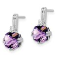 thumbnail image 2 of Auriga 14k White Gold Cushion Amethyst and Diamond Stud Earrings for Women, 2 of 6
