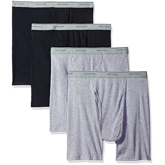 Fruit of the Loom Men's Boxer Briefs (Pack of 4), Black/Gray, XX-Large