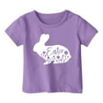 thumbnail image 4 of Chemises Filles Mode Décontractée Imprimé Col Rond Manches Courtes T-Shirt Hauts Filles Violet 1 An-2 Ans, 4 of 4