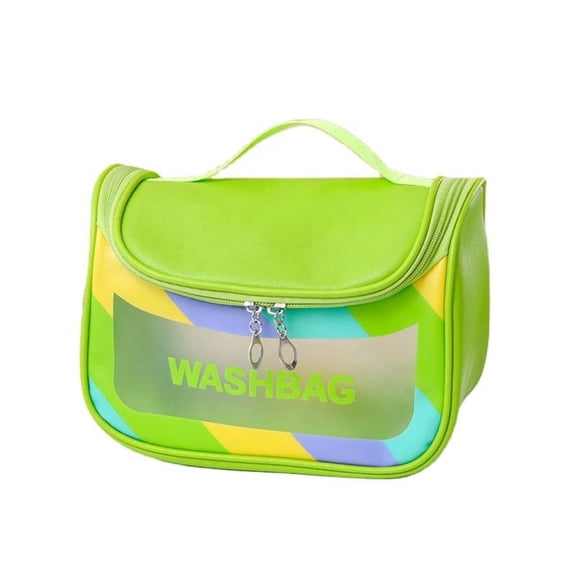 Green Frosted Transparent Cosmetic Toiletry Bag,Wide-Open Water-resistan Makeup Pouch