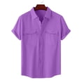 thumbnail image 6 of Cotton Linen Shirts for Men Summer Short Sleeve Button Down Collared Lightweight Business Casual Formal Work Shirts, 6 of 6