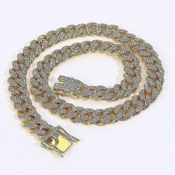 1 Uds. Collares de cadena cubana para hombre, joyería de Hip Hop con diamantes ostentosos para mujer