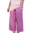 thumbnail image 2 of CPNG Girls Wide Leg Pants Solid Color Elastic Waist Casual Cropped Pants Trendy Baggy Lightweight Breathable Streetwear, 2 of 7